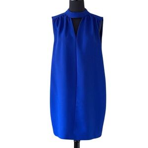 Blaque Label Blue Mini Dress Sz M Sleeveless V-Neck Low V Back Lined Cocktail
